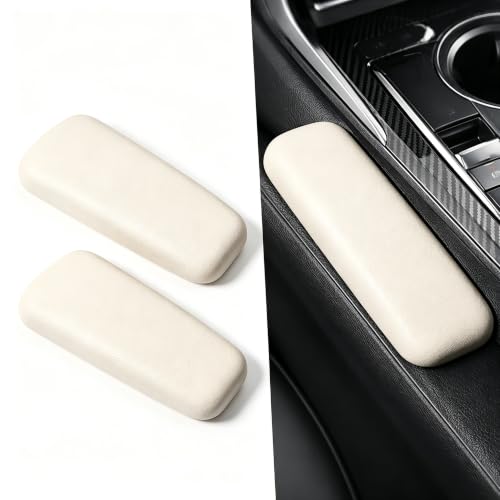 2 PCS Car Arm Rest Cushion, PU Elbow Support Pad with Soft Memory Foam, for Center Console and Door Panel Comfort, Universal for Most Cars, Trucks, SUVs (Beige) - color: Beige