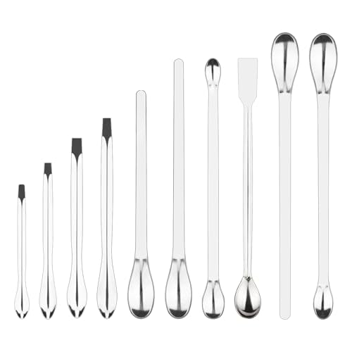 FunChem Micro Spoons, 10 pcs Set of Laboratory Micro Spoons, Sampling Spoons for Precise Weighing