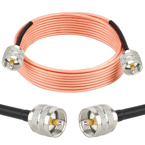 MOOKEERF RG316 CB Coax Cable - 15FT UHF PL259 Male to Male CB Antenna Cable 50 Ohm for HAM Radio,Antenna Analyzer,Dummy Load,SWR Meter - size: 15FT