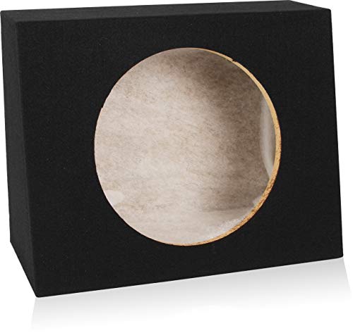 Belva 1TRUCK12 Single 12" Angled Truck or Hatchback Subwoofer Box Enclosure – CARB Compliant 5/8" MDF Shallow Sub Box with Polyfil, 0.75 CuFt Air Space, Black Carpeted Finish
