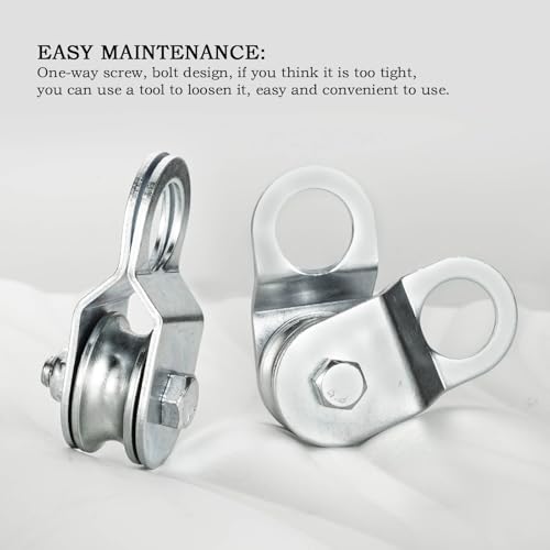 Cable Pulley 32mm Small Snatch Block for 0.23Inch/6mm Wire Rope, Single Pulley Wheel Bearing Inside, Load 110 LB, 1Pack