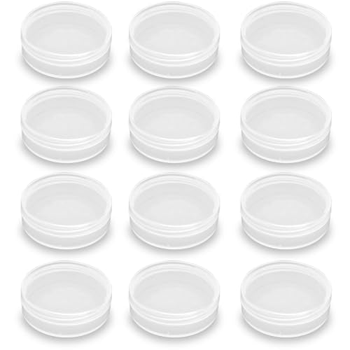 12 Pieces Mini Plastic Round Containers (0.5 oz) 2.17 x H0.71 Inch, Plastic Round Storage Jars for Collecting Small Items, Beads, Jewelry, Game Pieces, Crafts - size: 15 ml (2.17" x 0.71")