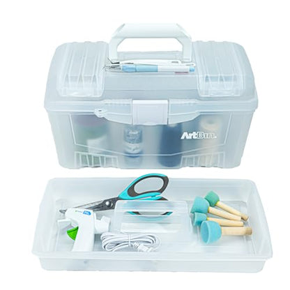 ArtBin Twin Top 17-Inch Craft Supply Box with Handle, Translucent