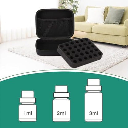 63 Slots Essential Oil Carrying Case, 1-3ml vial portable Essential Oil Storage Bag Case Box, Hard EVA Shell Impact and Leak Proof Large Capacity Organizer with Carrying Handle (Black) - color: Black