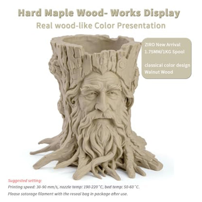 ZIRO 1.75mm PLA Filament, Contain Real Wood Flour, 2.2lbs Hard Maple Wood - color: Hard Maple Wood