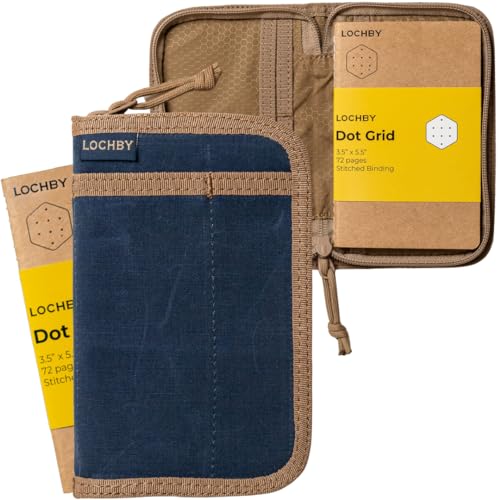 LOCHBY® Pocket Journal | Tomoe River 3.5" x 5.5" Notebook | Waxed Canvas | Ideal for Travelers & Daily Use, Fits Field Notes, Moleskine Cahier - color: Navy V1, size: Pocket-size Zipper