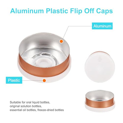 uxcell 20mm Flip Off Caps, 100PCS Burr-Free Flip Off Top Caps Seals Flip Off Aluminum Plastic Vial Flip Off Seals Caps Cover for Glass Vial Freeze-Dried Bottles, White/Gold - color: White/Gold, size: 20mm