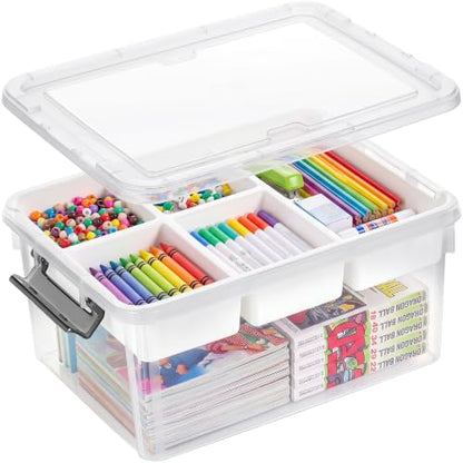 Citylife 17QT Clear Craft Organizers and Storage Box with Removable Tray - size: 17 Qt- 1 Pack
