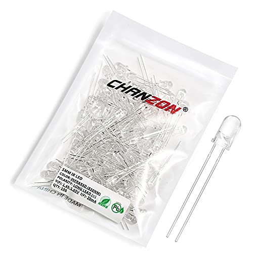 CHANZON 100 pcs 5mm Infrared Ray IR 850nm Emitter LED Diode Lights - color: B) 5mm 850nm Ir Emitter (100pcs)