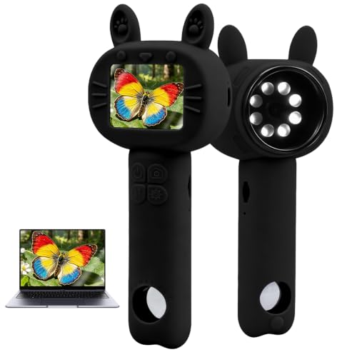 Microscope for Kids-Gifts for Boys 500x Magnification 1080P HD Display & 2 INCH IPS Screen Handheld Microscope for Kids Gifts for Age 3-6 7-12 Girls and Boys - color: Black