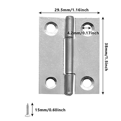 Piutouyar 6Pack 1.5 Inch Butt Hinge 304 Stainless Steel Mini Hinges - size: 1.5 Inch