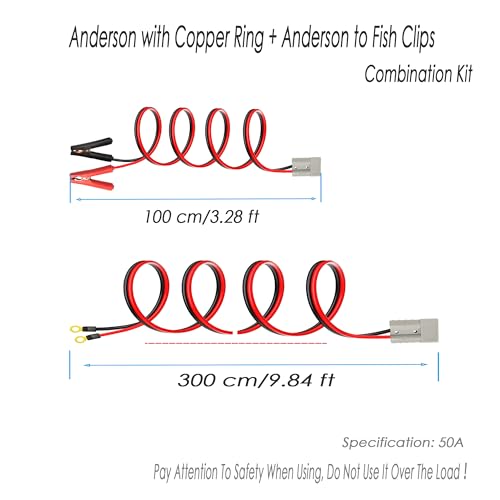 50A Heavy-Duty Jumper Cable, Automotive Booster Cables with Clip, Heavy-Duty Jumper Quick Connect Plug, Car, SUV, Truck Quick Connect Plug, (3m+1m) - size: Anderson connector and clip