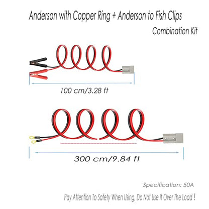 50A Heavy-Duty Jumper Cable, Automotive Booster Cables with Clip, Heavy-Duty Jumper Quick Connect Plug, Car, SUV, Truck Quick Connect Plug, (3m+1m) - size: Anderson connector and clip