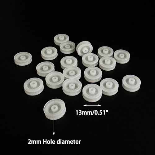 30PCS 2mm Hole Plastic Pulley Wheel Belt Pulley Drive Pulley with Rubber Band Transmission Belt Pulley Belt for DIY Model Toy RC Car Truck Robot Airplane Parts (White 13mm Diameter, 2mm Hole) - style: White 13mm diameter