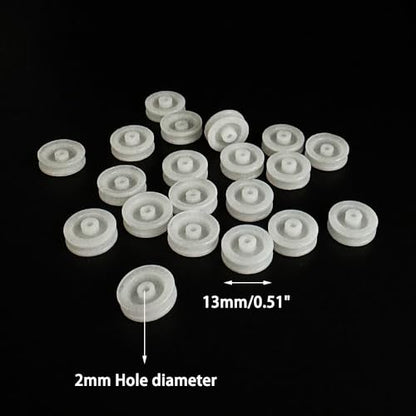 30PCS 2mm Hole Plastic Pulley Wheel Belt Pulley Drive Pulley with Rubber Band Transmission Belt Pulley Belt for DIY Model Toy RC Car Truck Robot Airplane Parts (White 13mm Diameter, 2mm Hole) - style: White 13mm diameter