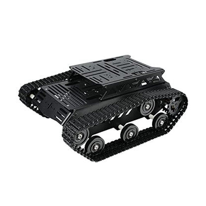 Tank Car Chassis with DC Geared Motor, Shock Absorbing Robot Chassis Full-Metal Robotic Moving Platform Track for Arduino RaspberryPi Microb Jetson DIY Maker Smart Robot Car Learning Kit (Black)