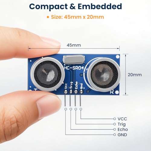 10PCS HC-SR04 Ultrasonic Sensor Module Distance Measuring Transducer for Ar duino UNO ME GA Nano Rasp Berry P i, 0.3cm High Precision Sonar Sensor with Jumper Wires for STEM Robotics Projects