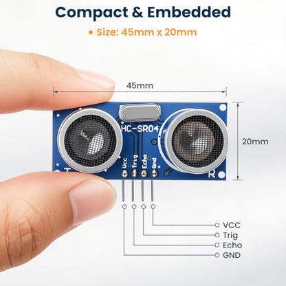 10PCS HC-SR04 Ultrasonic Sensor Module Distance Measuring Transducer for Ar duino UNO ME GA Nano Rasp Berry P i, 0.3cm High Precision Sonar Sensor with Jumper Wires for STEM Robotics Projects