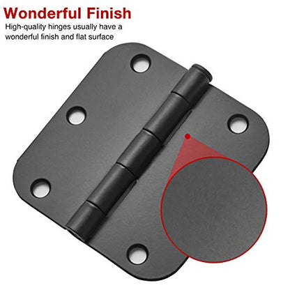 TDCHINGES 3 1/2" Matte Black Door Hinges 3.5 Inch Rounded Flat 18 Pack - color: Matte Black, size: 18 Pack