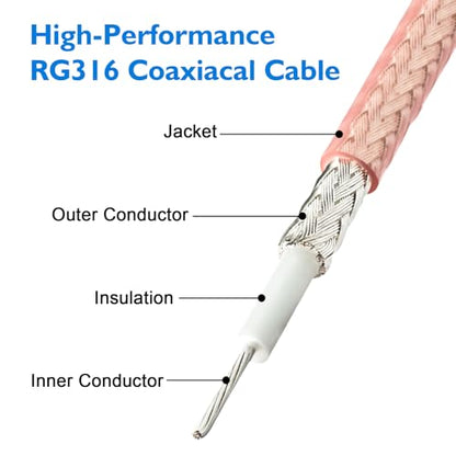 BNC Male to SMA Male Connectors 3ft RG316 Coaxial Cable Low Loss 50ohm BNC to SMA Male Adapter 1M for Antenna/Radio/WiFi/LAN Devices/External Antenna 4PCs - size: 4pcs-1M/3.28ft