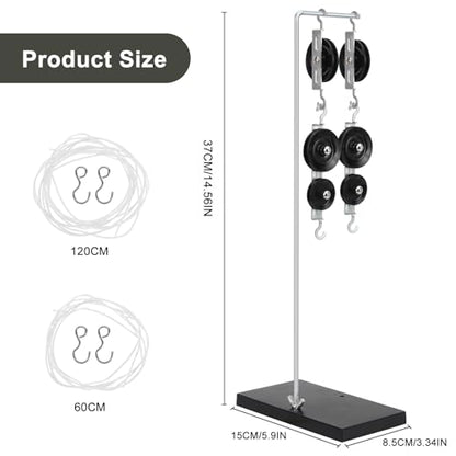 Pulley System Kit for Classroom Physics Experiments, Metal Pulley Block with Holder and Rope, Mechanical Advantage Teaching Tool, Durable Lab Equipment for Science Projects & Mechanics Education