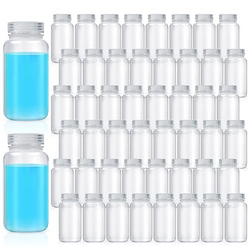 Tatuo 48 Pcs 8 oz 250 ml Polypropylene Reagent Bottle Plastic Sample Bottles with Screw Caps Translucent PP Sample Containers with Lid for Liquids, Laboratory, Storage at Home (Clear) - color: Clear, size: 8 oz 250ml
