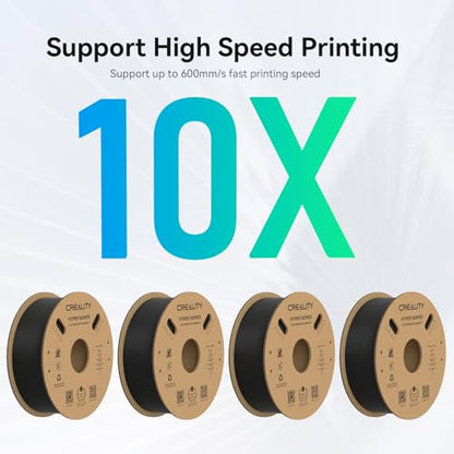 Creality Hyper PLA Filament 1.75mm, 30-600mm/s High Speed 3D Printer Filament, Dimensional Accuracy +/-0.02mm, Fit Most FDM 3D Printers, 4 Pack 1kg Spool(2.2lbs), Black - color: Black