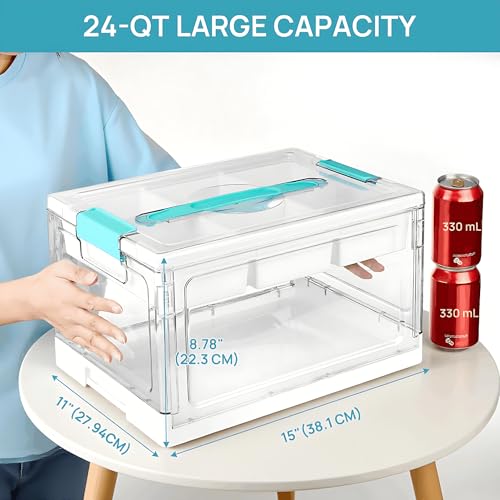 Vtopmart 24 QT Clear Storage Box with Tray & Dividers, 1 Pack–Basic