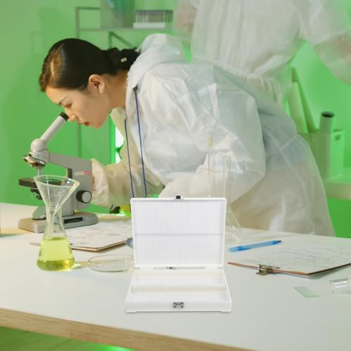 Luxshiny Microscope 100- Storage Organizer for Pathology Slides Laboratory Holder with Lock Buckle Portable Specimen Box for Microscope Storage