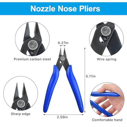 Micro Wire Cutters Precision Flush Cutter Pliers for Jewelry Making Electronics Craft 5 Inch Mini Side Cutting Nippers for Zip Ties Plastic Models and Hobby Projects 2PCS Dark Blue