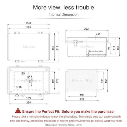 QILIPSU Junction Box IP67 Waterproof Plastic Electrical Enclosure Outdoor Weatherproof Project Electric Box with Mounting Plate, Wall Brackets, Hinged Grey Cover 11.2"x7.7"x5.1" - color: Grey Cover, size: 11.2"x7.7"x5.1"