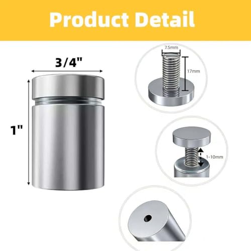 Sign Standoff Screws 3/4" x 1" Stainless Steel Stand Offs Wall Mounts - color: Silver, size: 3/4x1 in