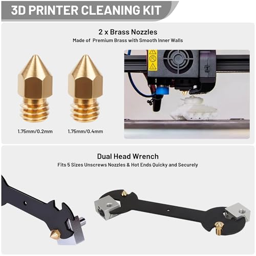 3D Printing Tool Set, 58Pcs 3D Printer Accessories with Deburring Tools, Removal Scrapers, Blades, Pliers, Wrenches, Brushes, Suitable for 3D Printed Finishing, Deburring and Cleaning