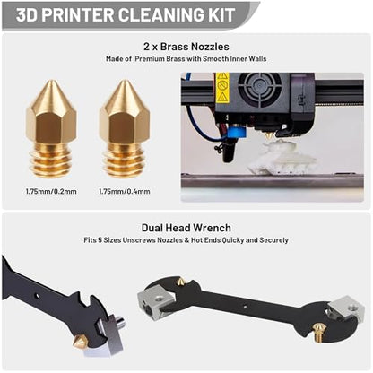 3D Printing Tool Set, 58Pcs 3D Printer Accessories with Deburring Tools, Removal Scrapers, Blades, Pliers, Wrenches, Brushes, Suitable for 3D Printed Finishing, Deburring and Cleaning