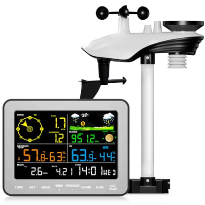Sainlogic Weather Station Wireless, Weather Station with Rain Gauge, Wind Speed, Wind Direction, Weather Forecast, Air Pressure, Humidity (No WiFi), Gray - color: Gray