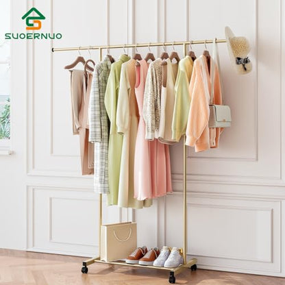SUOERNUO Clothes Rack with Lockable Wheels Garment Rack for Hanging Clothes