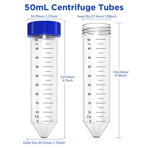 SimPure Centrifuge Tubes 50mL, Conical Tubes Sterile Screw Cap Tube 300Pc - size: 50mL-300Pcs