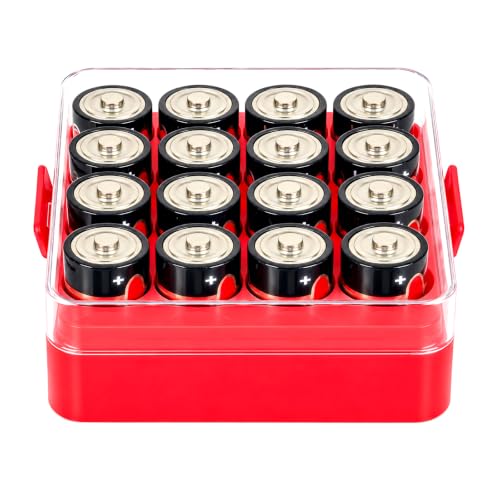 ALCYON Plastic Battery Organizer Storage Case for 16 C Batteries - color: Red, size: 16+C Batteries