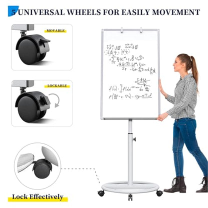 Maxtek Whiteboard on Wheels 36 x 24 in, Magnetic Rolling Dry Erase Easel - color: White, size: 24"W x 36"H