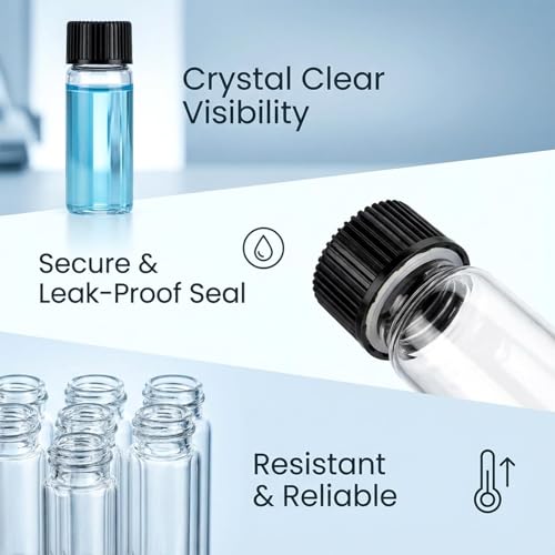 RAINFLOW 30PCS 4ml Small Glass Vials - Clear Sample Bottles with Screw Caps