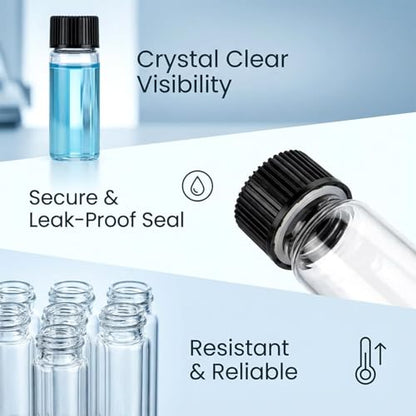 RAINFLOW 30PCS 4ml Small Glass Vials - Clear Sample Bottles with Screw Caps
