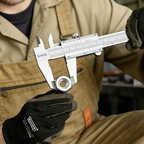 Vernier Caliper Measuring Tool,0-6"/0-150mm Manual Stainless Steel Caliper,High Accuracy 0.001In/0.02mm Dual Imperial/Metric Scale High Precision Micrometer