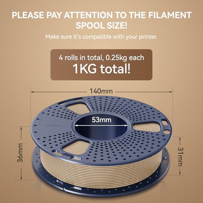 JAYO Wood PLA 3D Printer Filament Bundle 1.75mm, 250g, 4-Pack - color: Wood Pla-4x250g-walnut+logs+cherry+maple