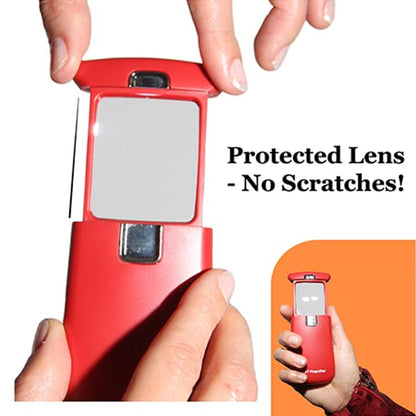 EasY Magnifier Small Pocket Magnifying Glass 3.0X with LED Light for Reading; Lighted Hand Held Coin Loupe; Mini Magnify Lens; Gifts for Seniors - color: Sedona Red