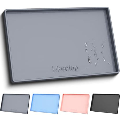 34" x 22" Extra Thick Silicone Mat Waterproof with Raised Edge, - color: Gray, size: 34"L x 22"W