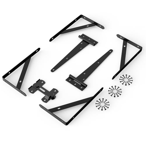 Fence Gate Frame Kit with 8 inch Hinges and Gate Latch, Includes Corner Brace Brackets, Suitable for Wooden Shed Doors and Barn Doors - size: 8 inch set