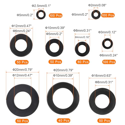 PATIKIL Nylon Spacers Assortment, 600Pcs Plastic Spacer M2 M2.5 M3 M4 M5 M6 M8 M10 M12 Spacer Screw Standoff Round Electrical Outlet Spacer Screw Bolts Hardware Receptacle, Black - color: Black