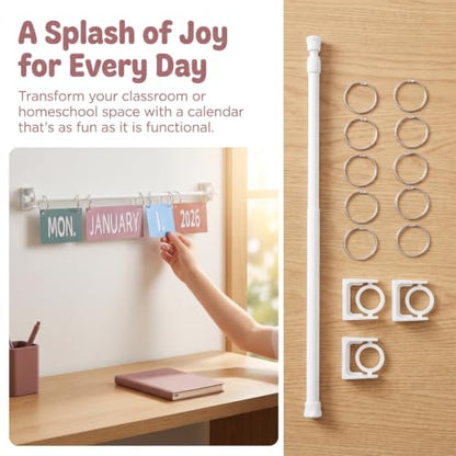 Flip Calendar Bulletin Board for Classroom Adjustable Calendar Holder Teacher School Decor with 54 Date Cards 2026-2028