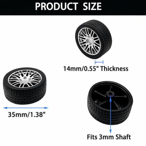 10PCS Toy Car Wheels Rubber Tire Wheels with Metal Shaft for RC Car Truck DIY Model Toy Wheel Replacement Accessories (3x35mm) - style: 3x35mm