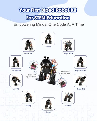 Biped Robot Kit STEM Toys Science Kit for Kids, Bionic Bipedal Robotics Programmable Coding Crafts Set for Arduino ESP32, Birthday Gift for Age 8-12 Boys Girls Teens - color: Brown